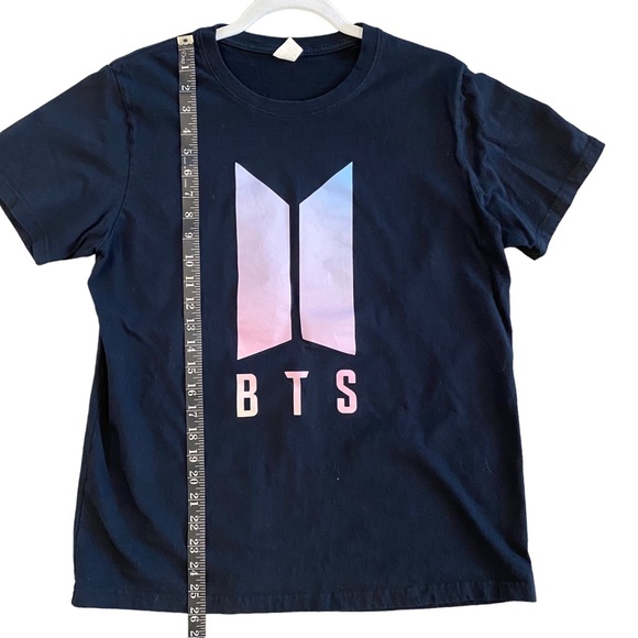 BTS Womens Love Yourself Black Graphic Print Ombre Pastel Band T-Shirt L - Picture 7 of 7
